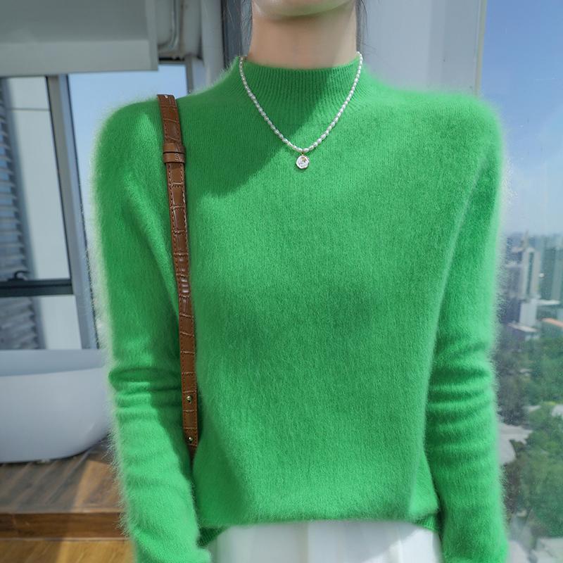 Dámský kašmírový svetr Qinghe kašmír 30% kašmír 30% norka 30% vlna 10% nylon Dámský podzimní a zimní hustý kašmírový pulovr měkký a teplý