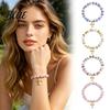 Daily Wear Bracelet Women Blue White Ceramic Beads Decor Elastic