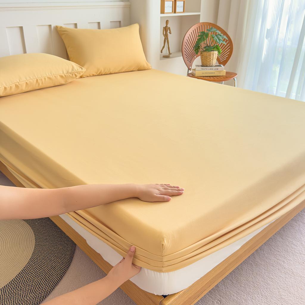 100% Cotton Bed Sheet Double Bed Sheets With Elastic Band Solid Color Fitted Bed Sheet For Home Queen Size Sheets 150/180X200 Cm