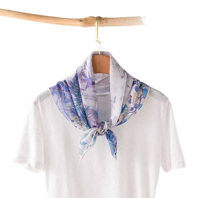 Korean version of thin georgette silk silk scarf women's travel sunscreen shawl travel square scarf headscarf wholesale