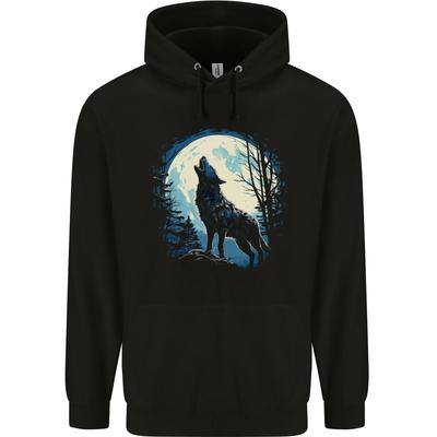 Moonlit Howling Wolf Fantasy Childrens Kids Hoodie
