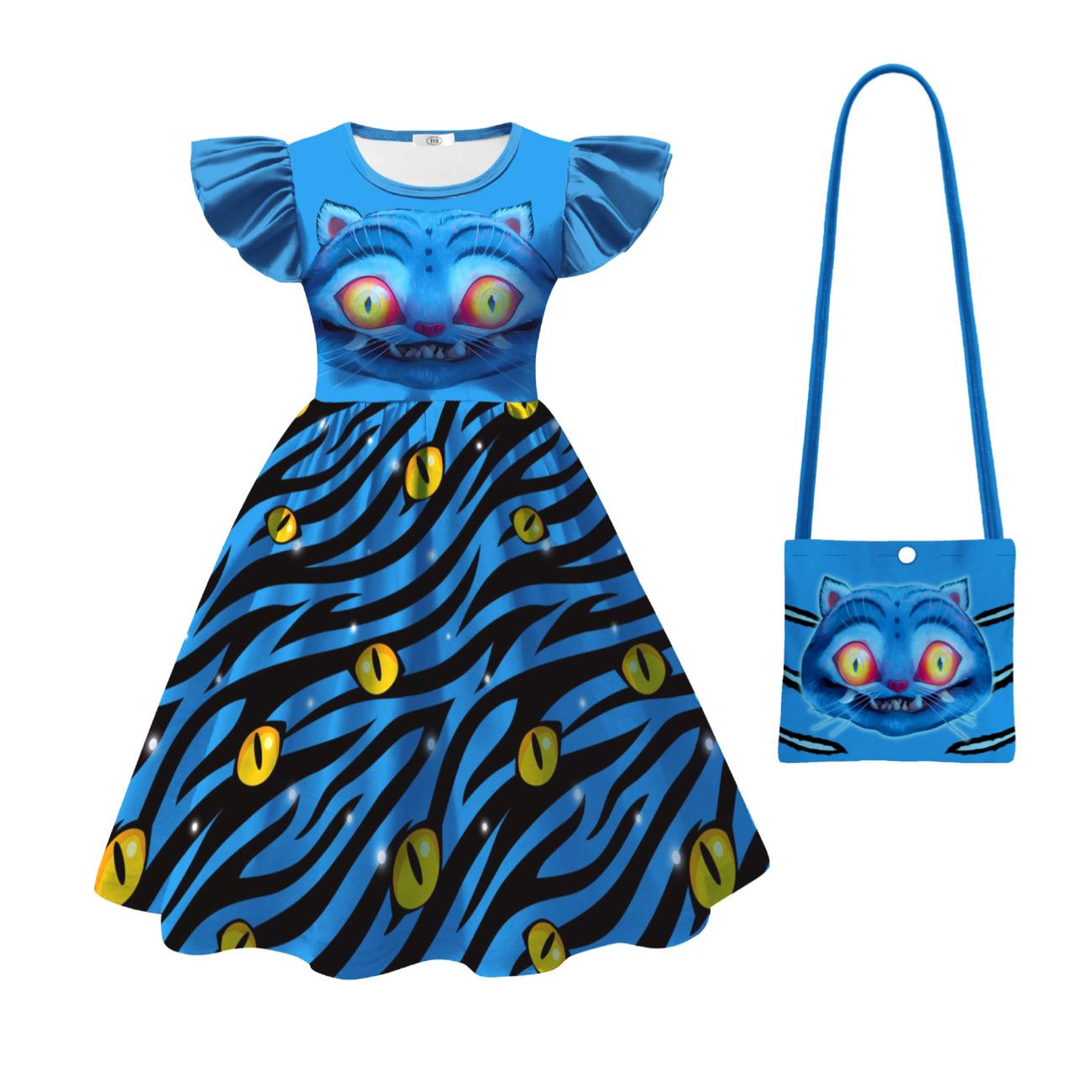 

K-Pop Мисливці на демонів Принт кота-посланця Дитячі принцесині сукні для дівчаток 160