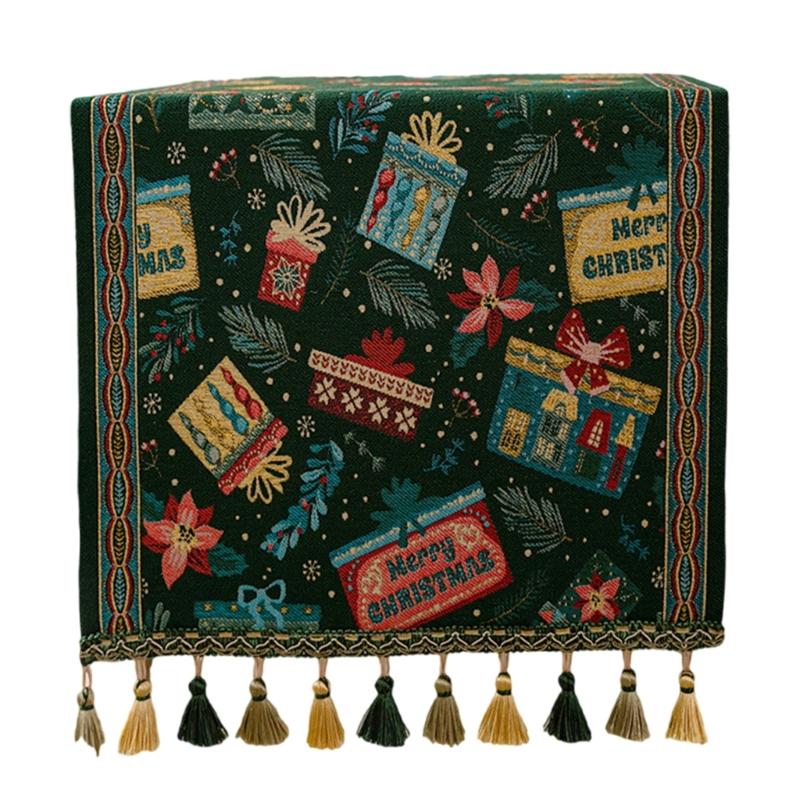 Christmas Chenilles Table Runner With Colorfast Woven Design And Tassels For Festives Home Dining Atmosphere Decoration