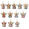 12pcs Wooden Christmas Tree Decor 2D Flat Girl-Shaped Pendant  Christmas Gift Giving