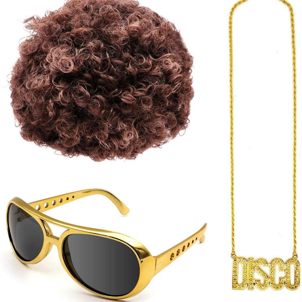 Costume Brown Glasses Necklace Set for Halloween Party