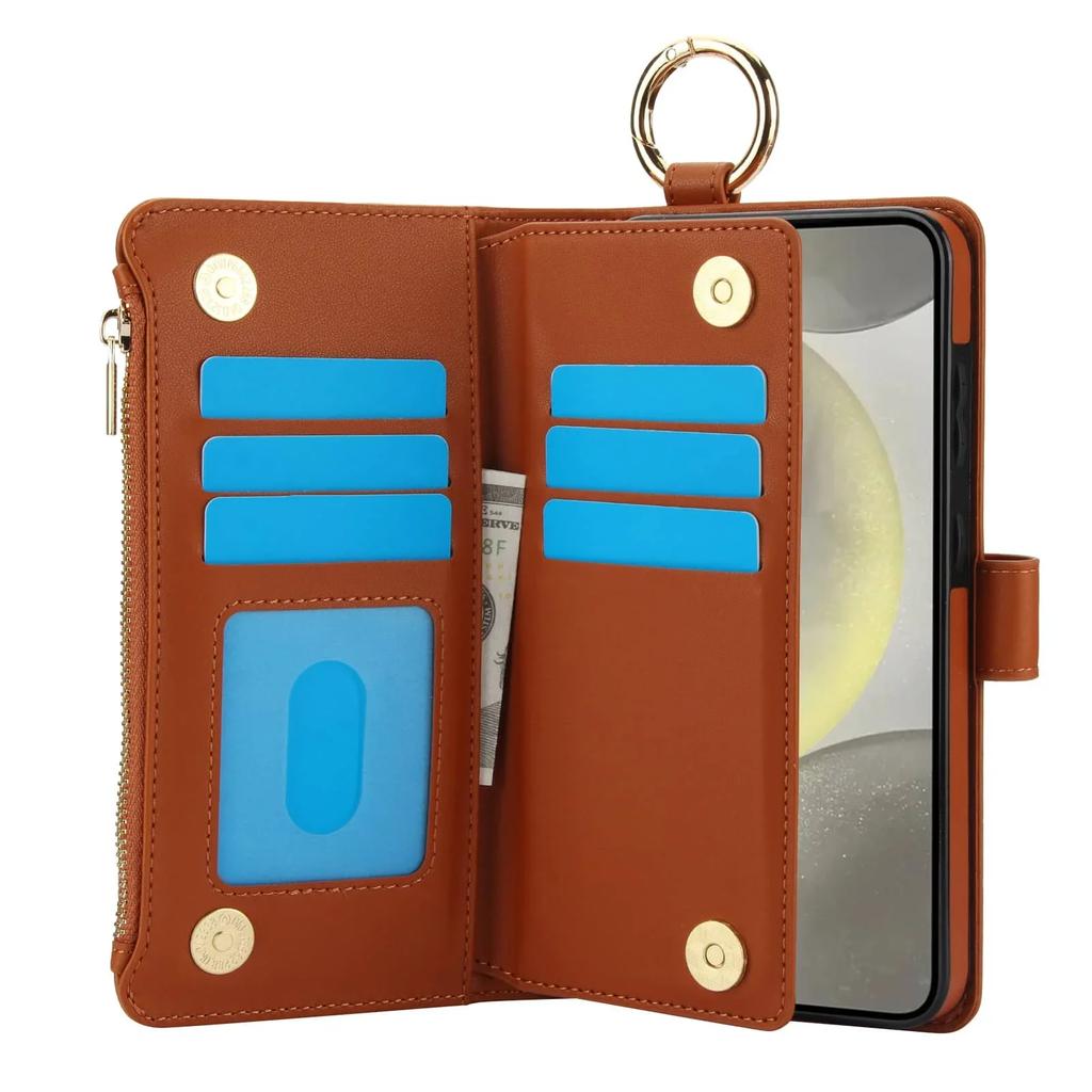 Für Samsung Galaxy A55/A15/A54/A14/A73/A53/A13/A72/A52 Brieftaschenhülle mit Reißverschluss Kartenhalter RFID-Blockierung, Flip-Folio-Abdeckung