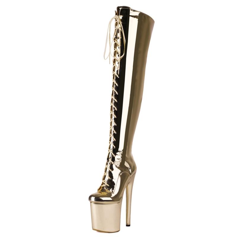 Over the Knee High Boots Women Sexy Thin Heels Party Dance Club Nightclub Shoes Ladies Luxury Gold Red Thigh High Boot Big Size