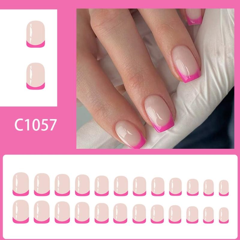 Rose Aufdrücknagel Mandel Falschnagel Glänzend Aufklebenagel Vollständige Abdeckung Falschnagel Acryl Klebt auf Nagel für Damen Mädchen