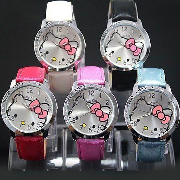 Korean Style Cute Girls  KT Cat Cartoon Quartz Watch for Kids