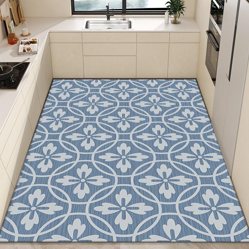 Kitchen Carpet Anti-slip Oil-proof Waterproof PVC Floor Mat Large Area Rug for Home Decoration Alfombra De Cocina