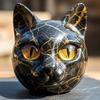Realistic Cat Head Sculpture Hand-Carved Cat Head Statue Figurine Home
