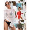 Side-Slit Bikini Long-Sleeved Top Side Slit Loose Bikinis Long Sleeve Cover Up Women