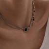 Asymmetrical Black Crystal Necklace Female Trend Design Ins Versatile Pendant Pendant Sweater Chain Jewelry