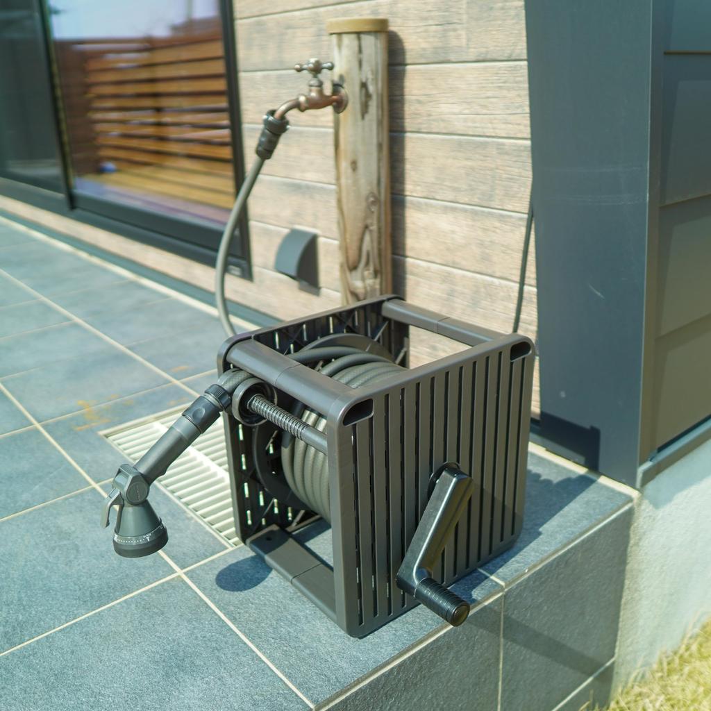 Green Life G-Move 20m Hose Reel with Guide for Neat Hose Reeling, Ash Gray, PRGM-20D(AGY)