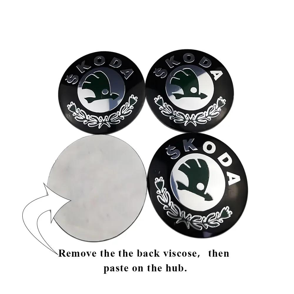 2025 New 4Pcs 56MM Car Wheel Center Hub Sticker for Skoda Octavia A7 Fabia Superb Kamiq Rapid Yeti Citigo Vision Kodiak Auto Acc
