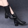 Women Versatile Leather Boots Fashion Antislip High Heels Female Casual Comfortable Boot External Wear Trendy Shoes