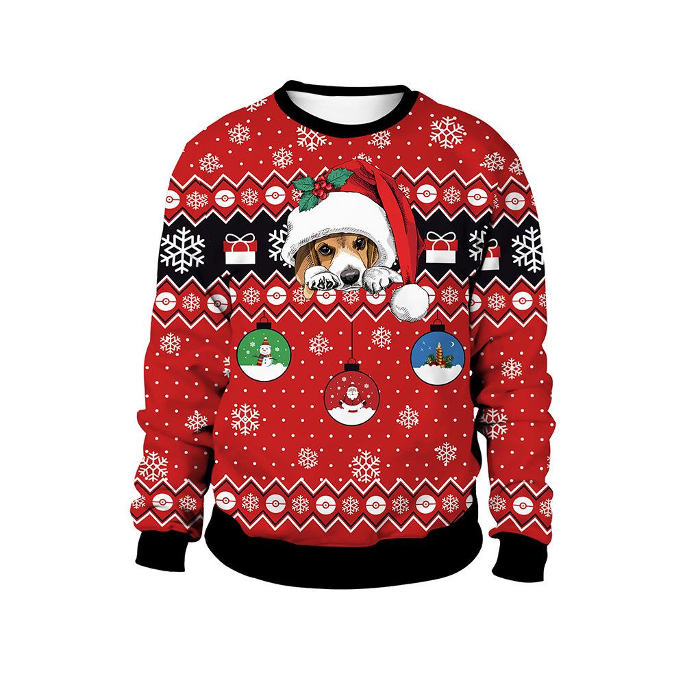2024 Spring Animal Print Christmas Couple Hoodie - New Arrival, Round Neck Pullover
