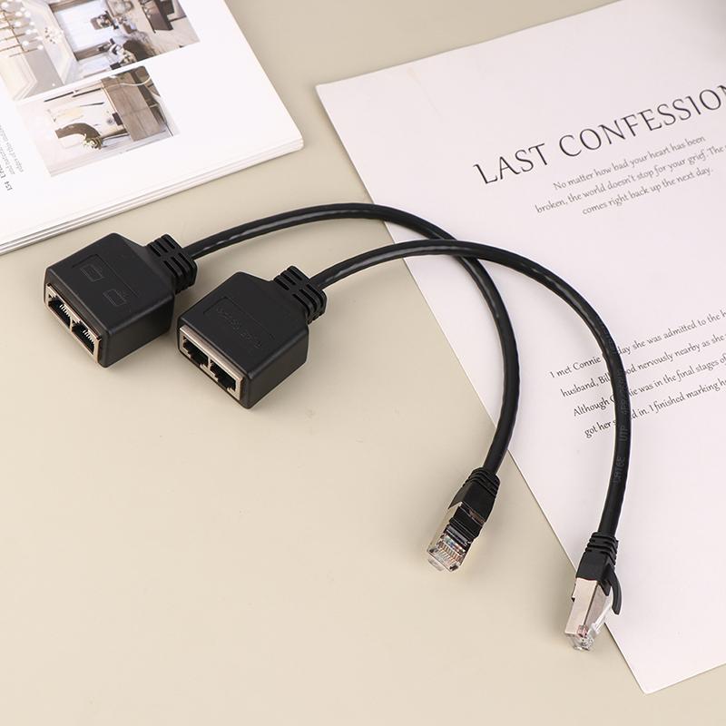 1Pc Ethernet Splitter Rj45 1 Male To 2 Female Lan Ethernet Cable Splitter Cable Ethernet Socket Connector Extension Cable