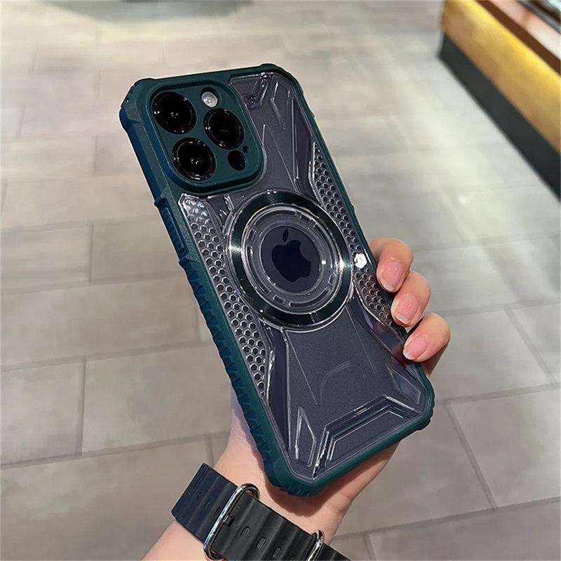 Pare-chocs hybride antichoc pour Magsafe, étui de chargement magnétique sans fil pour iPhone 11 12 13 14 Pro Max Plus, housse de téléphone rigide et transparente