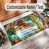 Leopard Theme Crystal Velvet Floor Rug Personalized Custom Name Text Warm Carpet Home Decoration