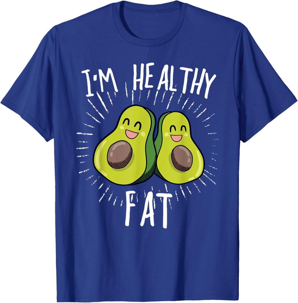 Funny Avocado Im Healthy Fat Graphic Tee Men Casual Crew Neck Cotton TShirt
