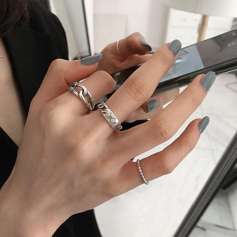S925 Sterling Silver Roman Numeral Open Ring for Women - Trendy, Retro, and Stylish