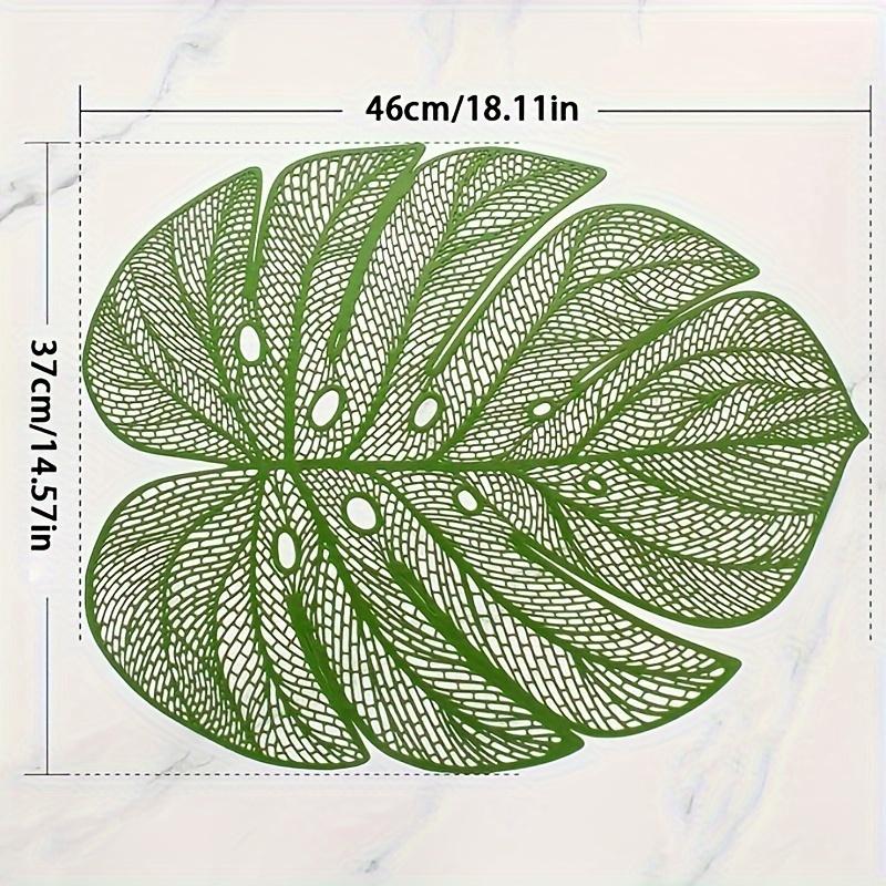 4PCS Green Leaf Vinyl Placemats - Plastic Dining Mats for Wedding, Birthday & Table Decoration