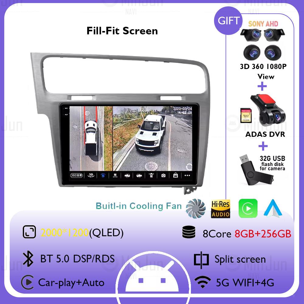 Android 14 Silver Gray Car Radio For Volkswagen VW Golf 7 MK7 GTI 2011-2021 Wireless Carplay Auto Multimedia Stereo Video Player