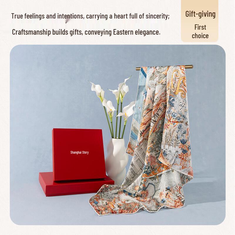 Shanghai Story 100% Mulberry Silk Square Scarf