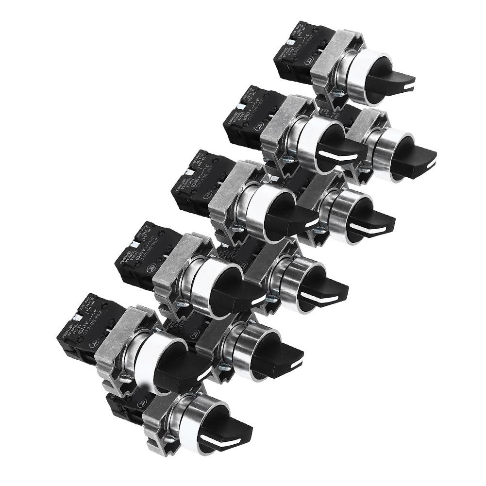10pcs XB2-BD33 Self-locking Self-resetting Three-position Rotary Switches For Electrical Equipment Accessories