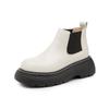 Cigarette boots women's autumn and winter new soft leather platform short boots velvet Chelsea boots British Martin boots