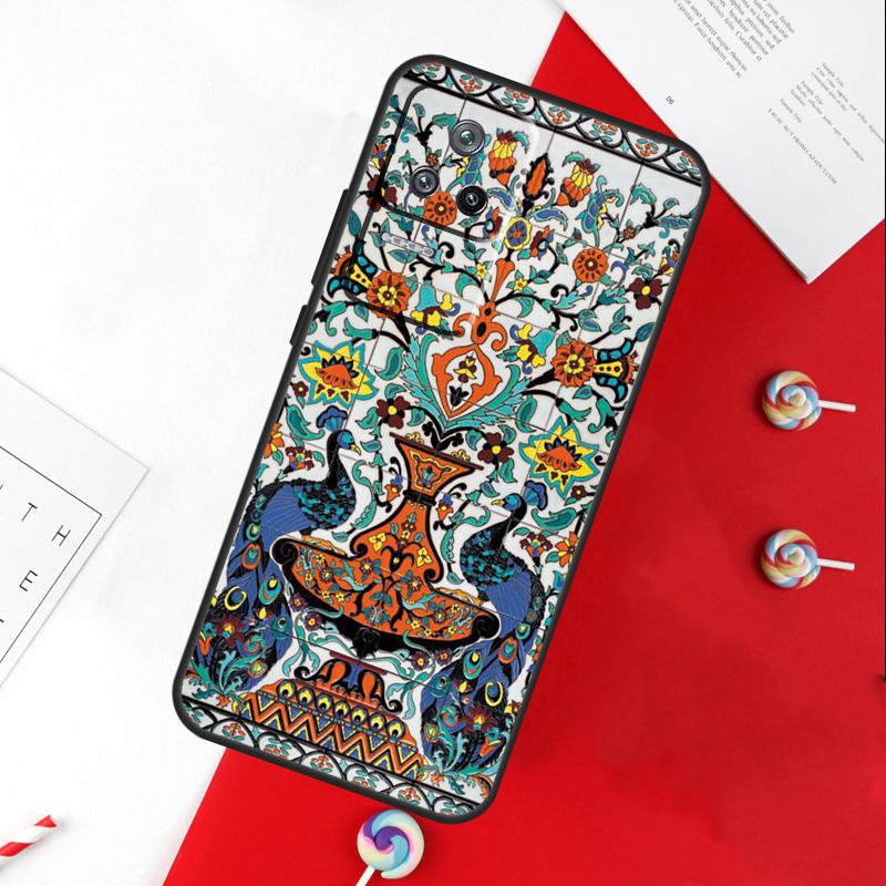 Ancient Floral Tiles Cover For Xiaomi 14T 11T 12T 13T Pro 13 14 15 Ultra POCO X7 Pro X3 X5 X6 F5 F6 M6 Pro Case