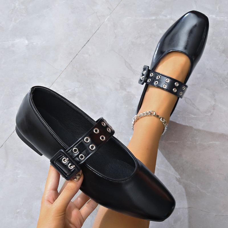 Fashion Women Flat Shoes Round Toe Luxury Shallow Sneakers Fashion Buckle Strap Loafers Women Ballet Comfortable Mary Jane Shoes Women