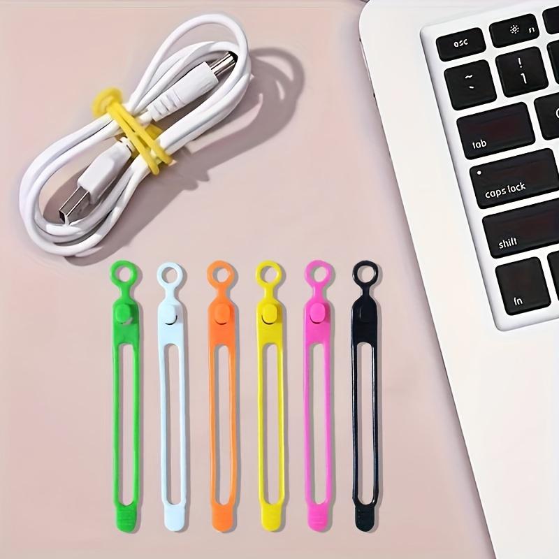 10pcs Reusable Silicone Cable Ties - Multi-Color Elastic Organizer for Headphones, Chargers, Mice & USB Cables, Travel-Friendly Storage Solution