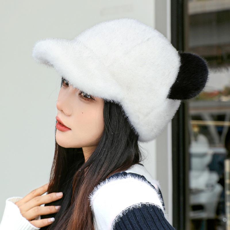 Neue Nerz-Haube Damen Winter Warm Pompon Niedliche Mütze Verdickte Warme Damenmütze Outdoor