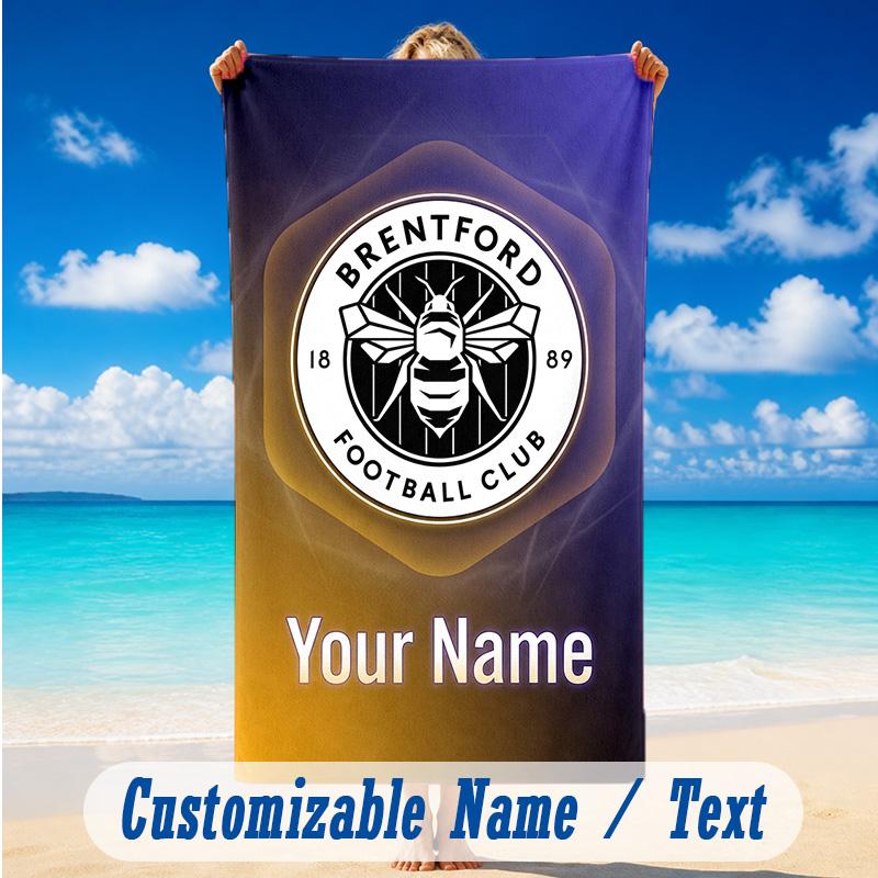 Beach Towel Custom Name Text, Quick Dry Large Towel For Beach HomeBrentford Football