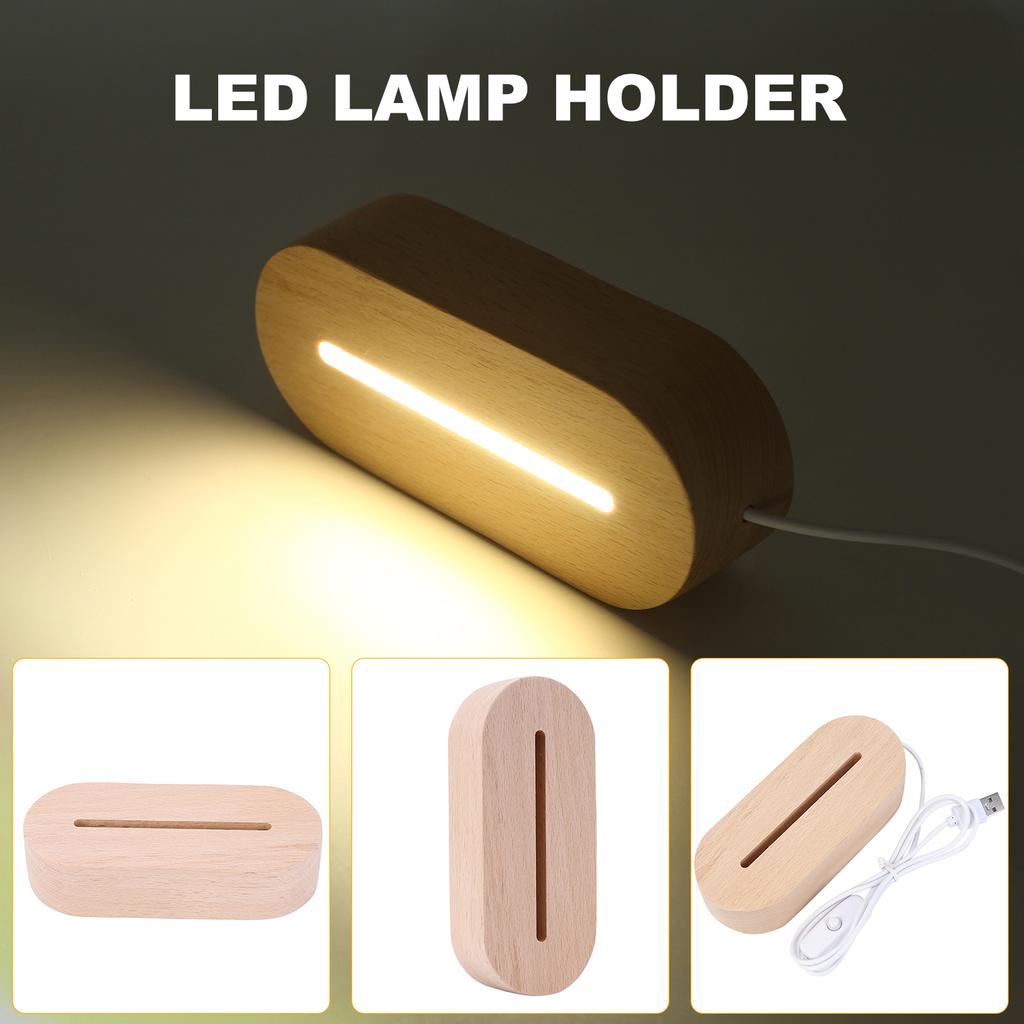 5 Stück Rechteckige Solide Holz-LED-Basisleiste Leuchtende Basis USB-beleuchteter Displayständer für Harzbuchstabenlampe Glas Harz Kunstlichter