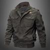 Men's Military-Style Cotton Jacket with Velvet Lining - Autumn/Winter Fashion, Large Sizes Available