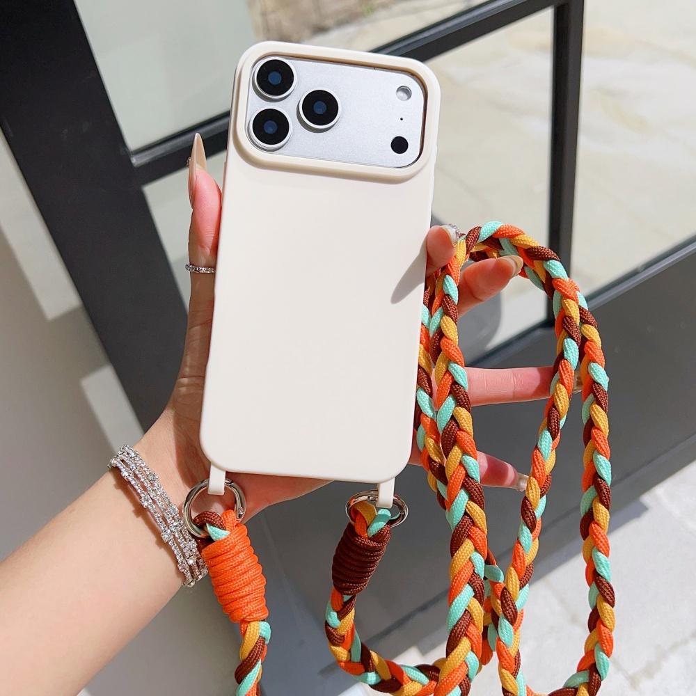 

Candy Silicone with Colored Crossbody Lanyard Phone Case for iPhone Air 17 16 15 14 13 12 11 Pro Max Plus 16e Strap Protect Case Silicon&Case & Strap&iPhone17 Pro