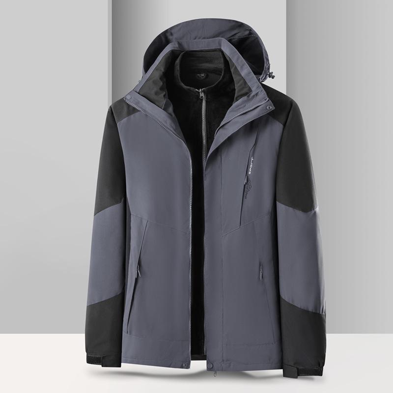 Unisex 3-in-1 Fleece-Lined Jacket Set, Detachable and Customizable with Logo
