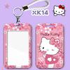 Kawaii Hello Kitty Photo Card Holder Sanrio Kt Cat Telescopic Easy-Pull Buckle Card Sleeves Pendant Meal Card Bus Card Cover