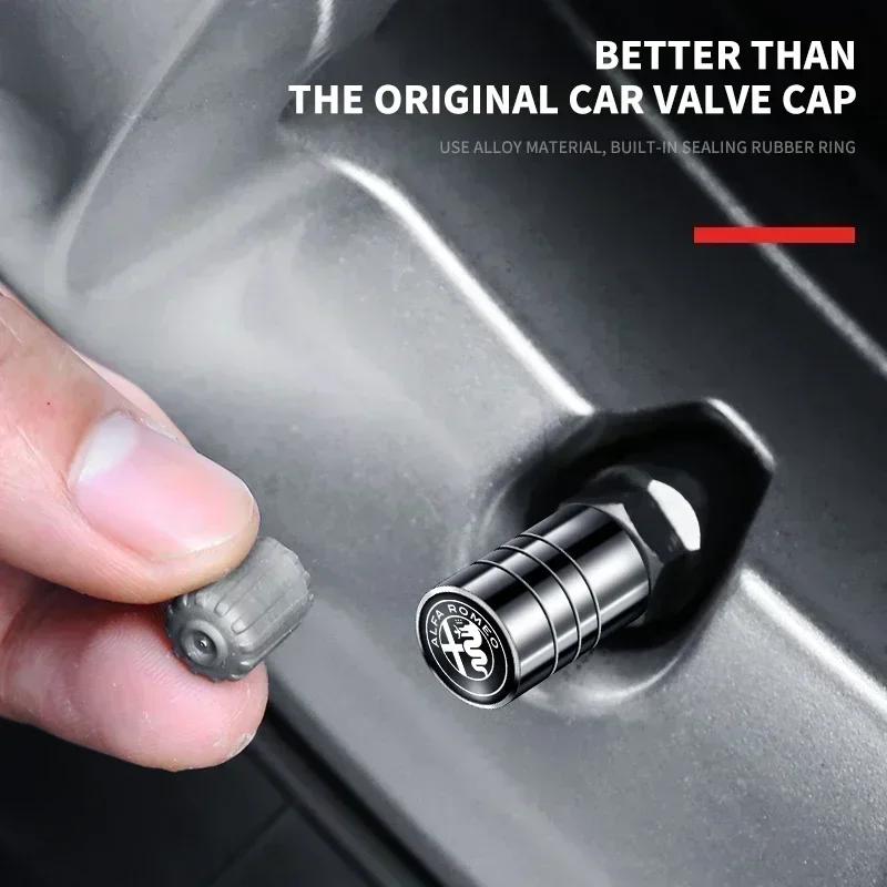 Car Stickers For Alfa Romeo 4Pcs Car Tire Cover Valve Leak-proof Cap For Alfa Romeo 146 147 155 156 159 Stelvio Giulia Giulietta