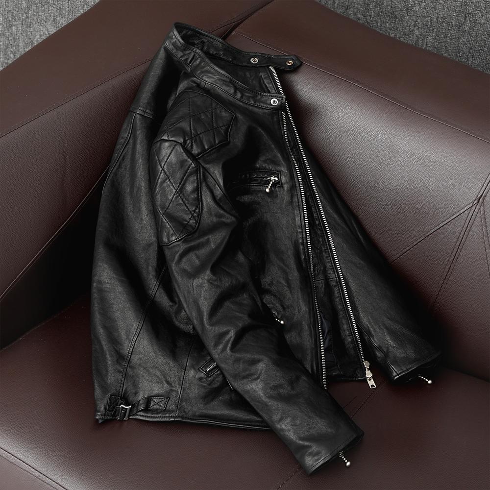 Korean Style New Trend Soft Lambskin Genuine Leather Jacket Men Slim Fit Biker Short Coat