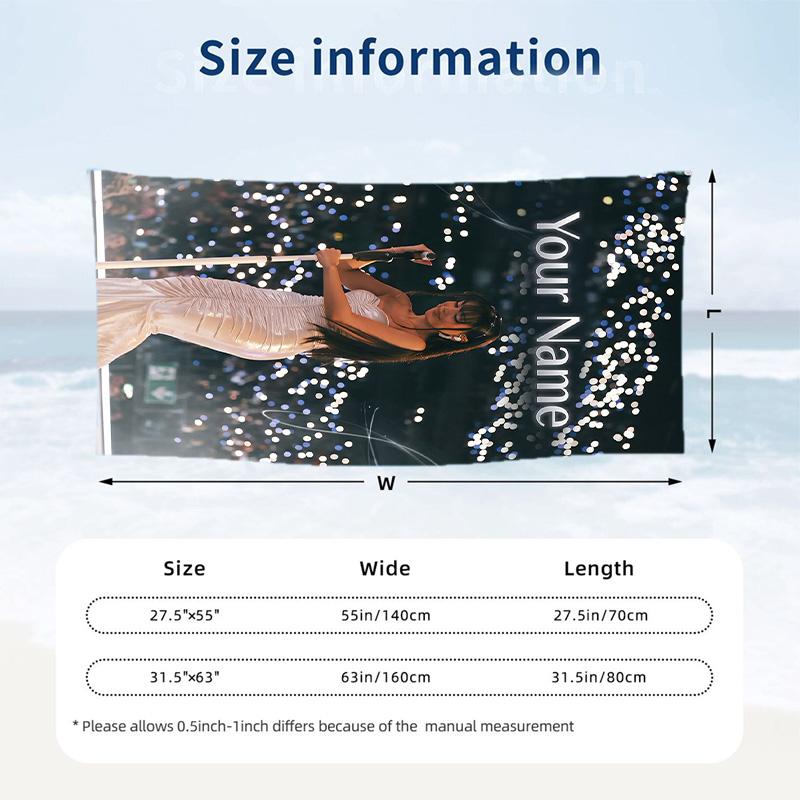 Ayliva Beach Towel, Personalized Custom Name Text, Quick Dry Large Absorbent Towel For Beach Pool