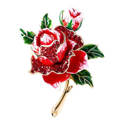 Rose Brooch Alloy Glaze Oil Dropping Plant Corsage Clothing Accessories