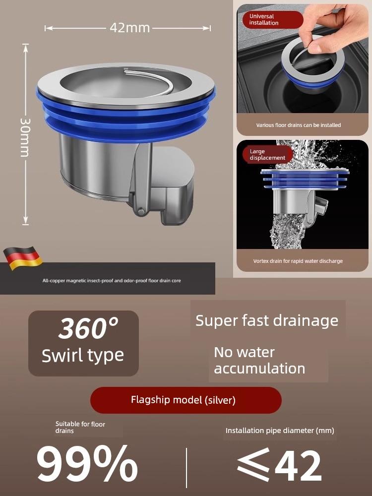 Deodorizing Filter Floor Drain Core Heart Toilet Sewer Mouth Anti-Odor Appliance Insect-Proof Anti-Odor Inner Core Sealing Plug Neutral