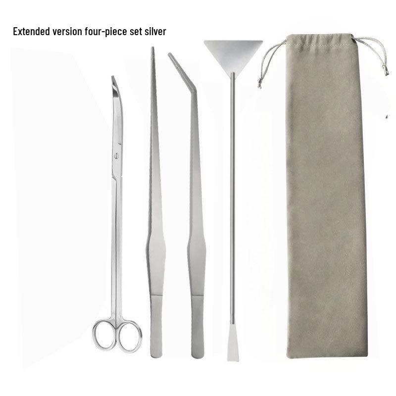 Aquatic Plant Tool Set: Stainless Steel Scissors, Carbon Black Tweezers, Poop Sucker, Fish Tank Cleaning Supplies