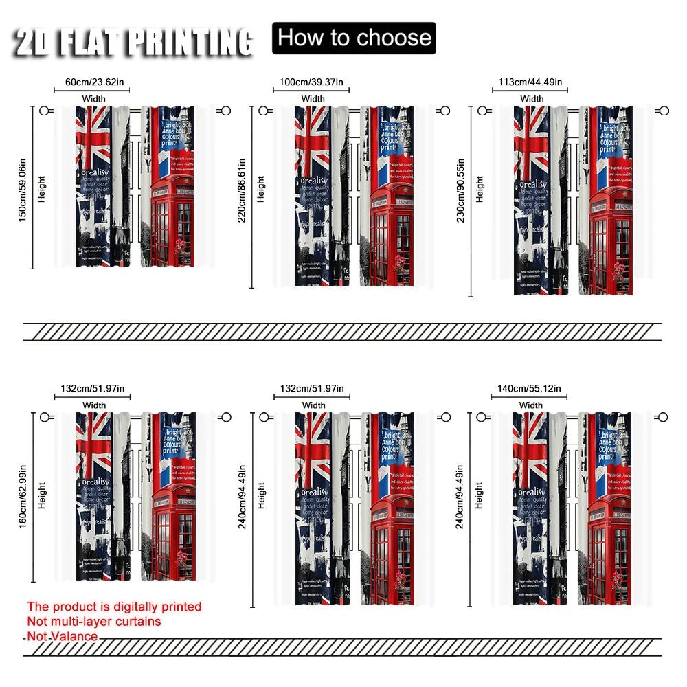 Spring Summer Curtains London Big Ben Phone Booth Yarn Durable Polyester Fabric Holiday Ldeal Kitchen Curtain Set Of 2 Made Washable Window Ready