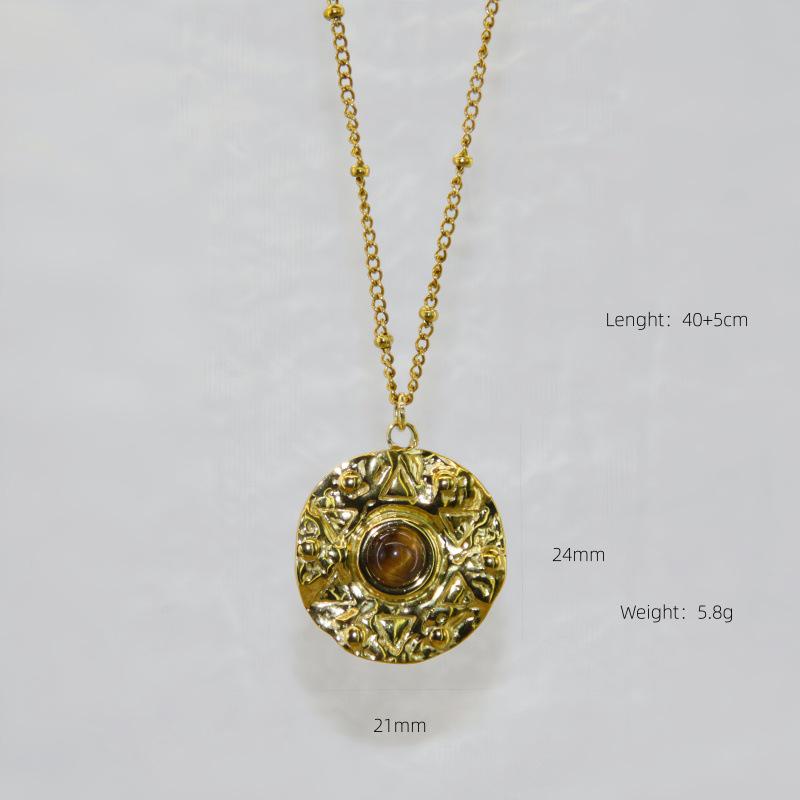 Maillard Tiger Eye Titanium Necklace: Non-Fading, Light Luxury Women's High-End Retro Pendant