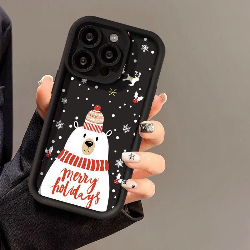 Christmas Cute Bear Anti-Fall Phone Case for iPhone 12/13/14 Pro, 15 Plus, 16 Pro Max
